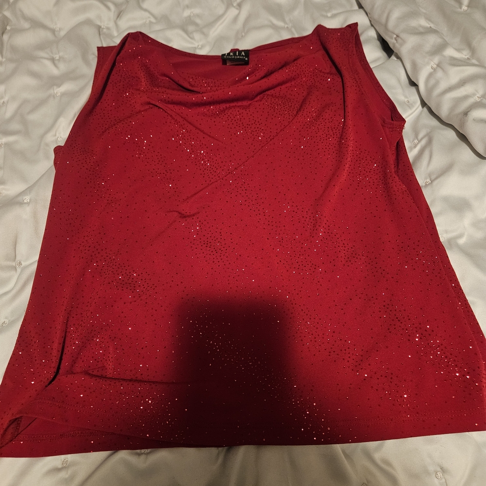 90s Y2K Sparkling Red Sleeveless Top